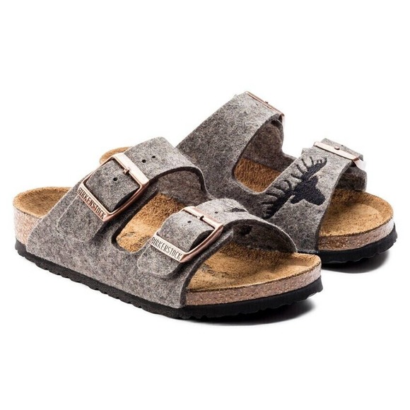 Birkenstock Arizona Kids Wool Felt Gray Elk Sandals EU26 US K 8 Narrow 1007124 - Picture 4 of 8
